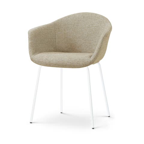 Nora-Otis eetkamerstoel taupe melange - wit onderstel