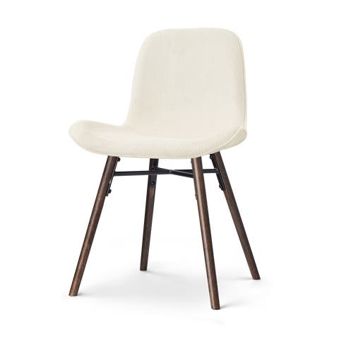 Nena-Fé eetkamerstoel rib beige - walnoot houten onderstel