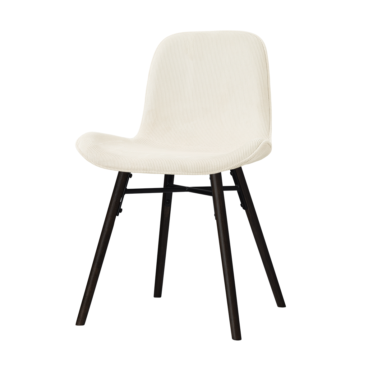 Nena-Fé eetkamerstoel rib beige - zwart houten onderstel