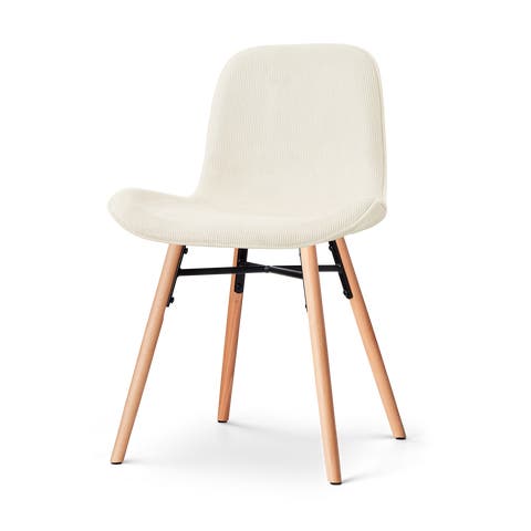 Nena-Fé eetkamerstoel rib beige - houten onderstel