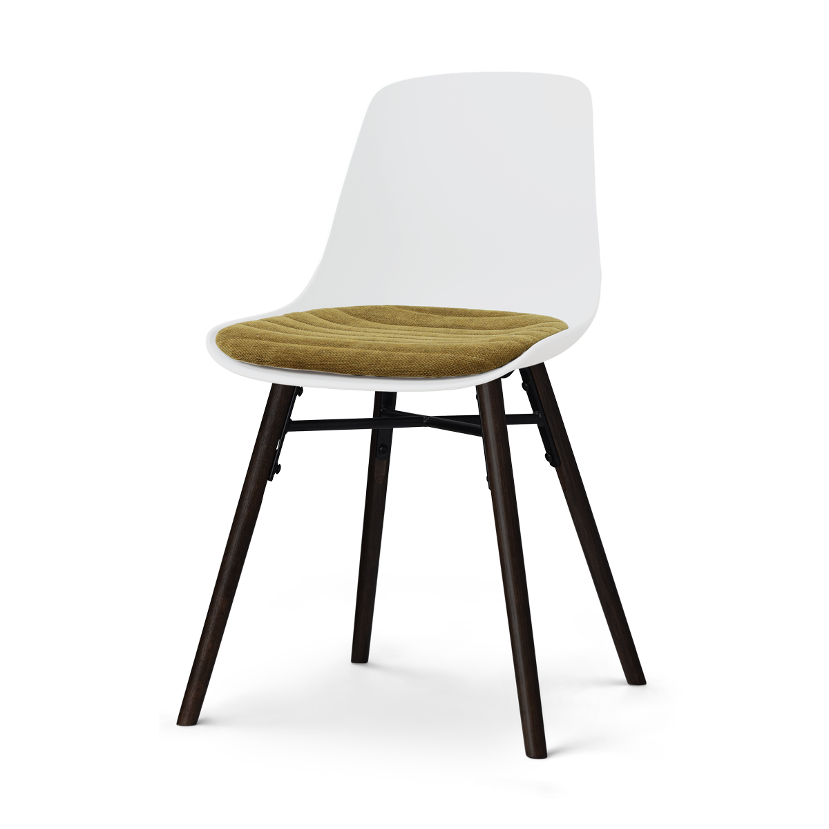 Nolon Nena-Liv eetkamerstoel wit met mosgroen zitkussen - zwart houten onderstel