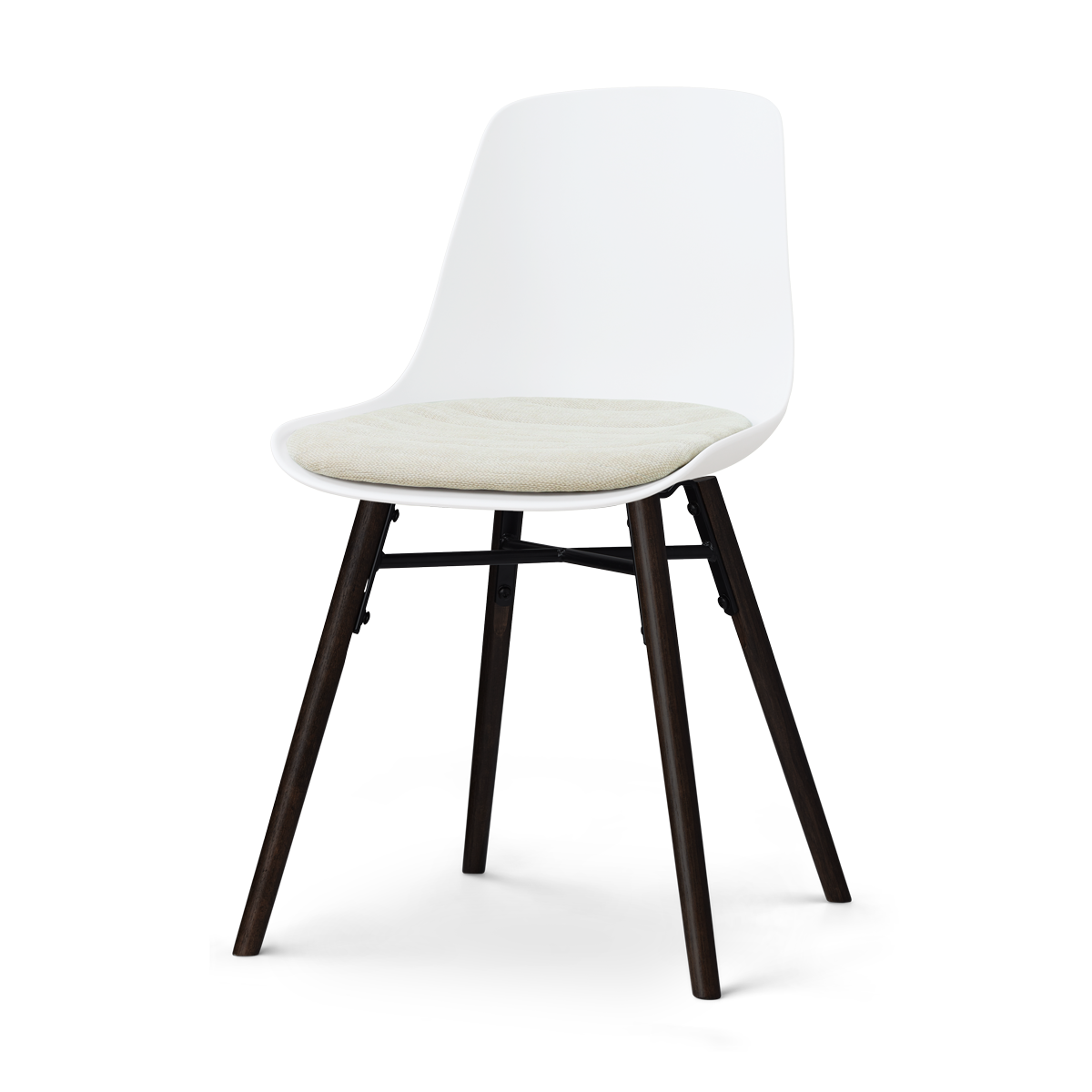 Nolon Nena-Liv eetkamerstoel wit met naturelbeige zitkussen - zwart houten onderstel