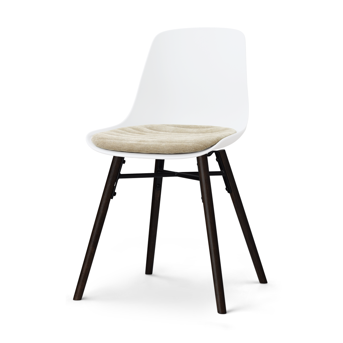 Nolon Nena-Liv eetkamerstoel wit met nougatbruin zitkussen - zwart houten onderstel