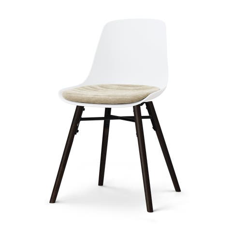 Nena-Liv eetkamerstoel wit met nougatbruin zitkussen - zwart houten onderstel