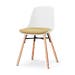 Nena-Liv eetkamerstoel wit met warm oker zitkussen - houten onderstel