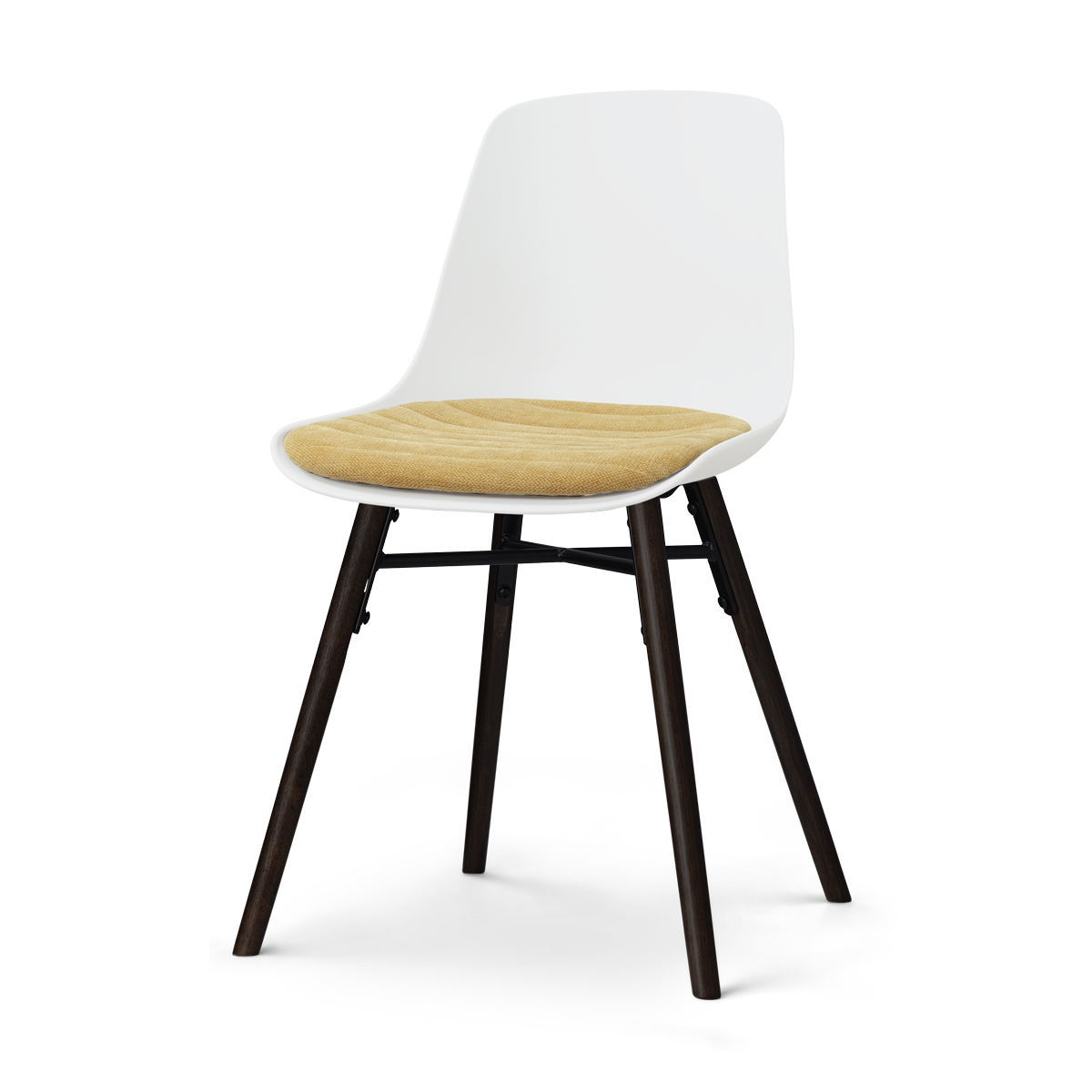 Nolon Nena-Liv eetkamerstoel wit met warm oker zitkussen - zwart houten onderstel