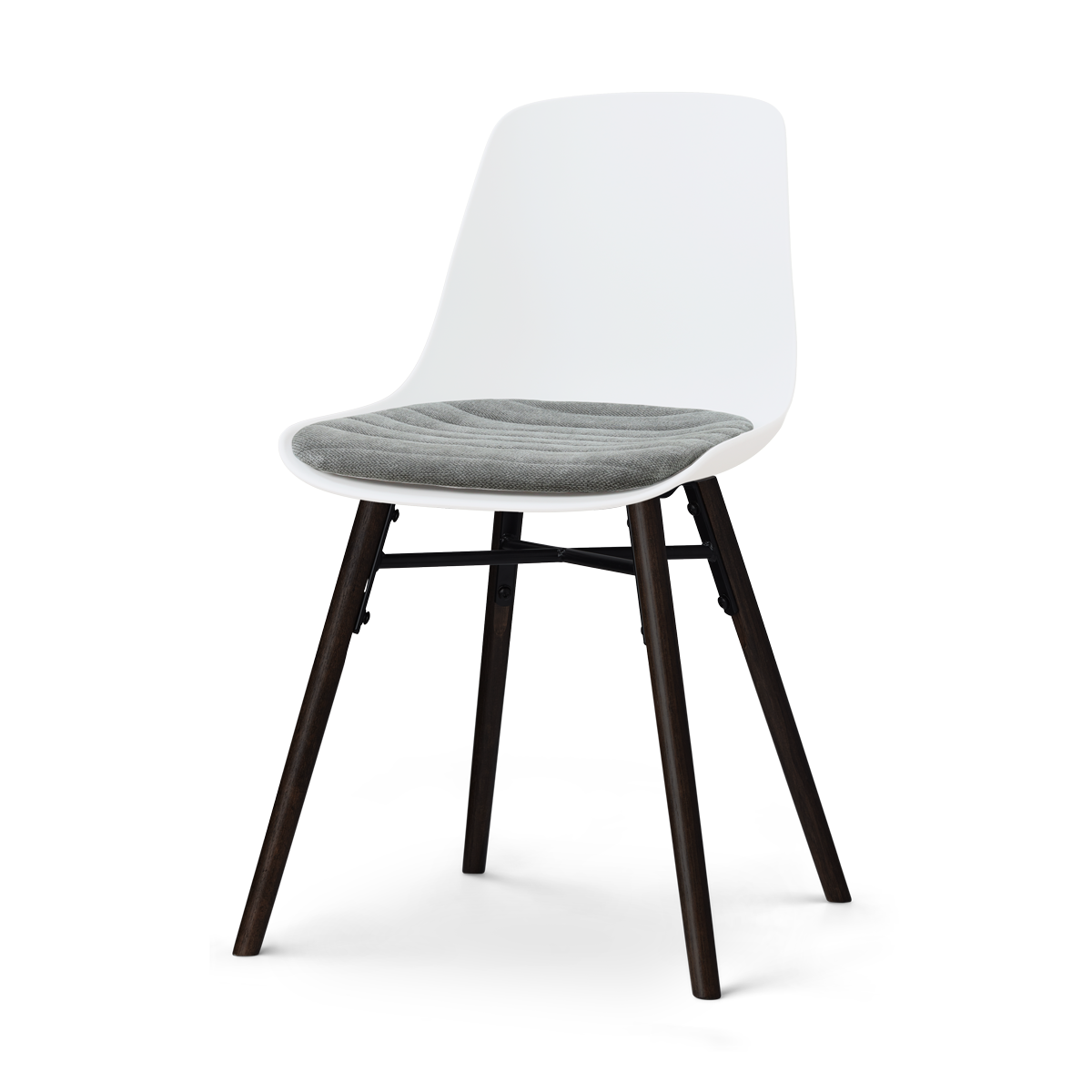 Nolon Nena-Liv eetkamerstoel wit met zeegrijs zitkussen - zwart houten onderstel