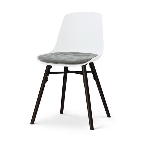 Nena-Liv eetkamerstoel wit met zeegrijs zitkussen - zwart houten onderstel