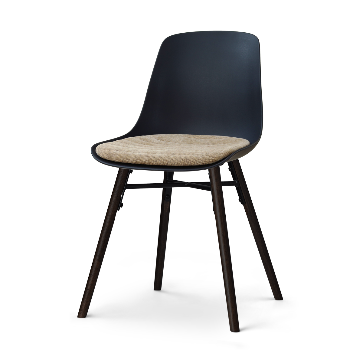 Nolon Nena-Liv eetkamerstoel zwart met nougatbruin zitkussen - zwart houten onderstel