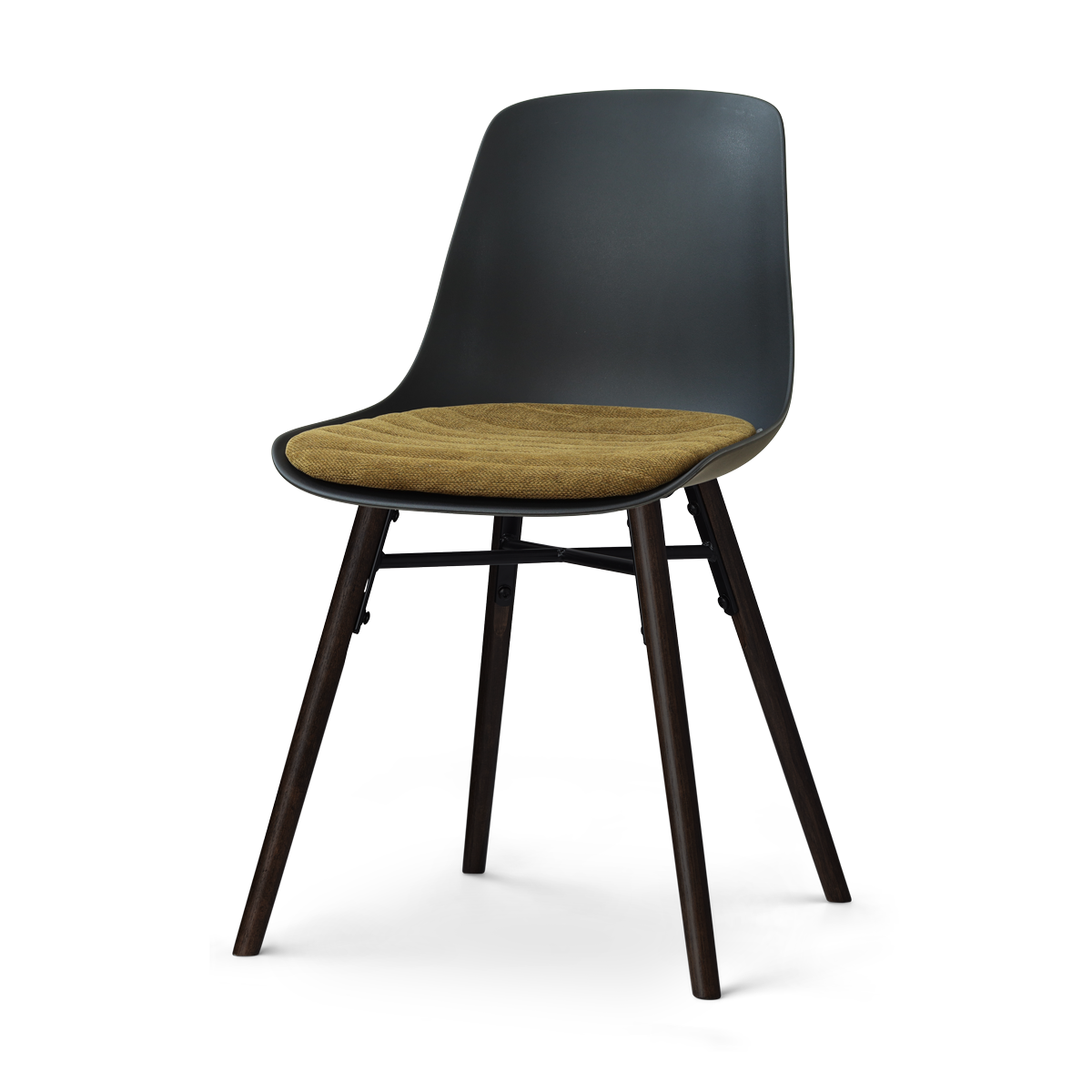 Nolon Nena-Liv eetkamerstoel zwart met mosgroen zitkussen - zwart houten onderstel