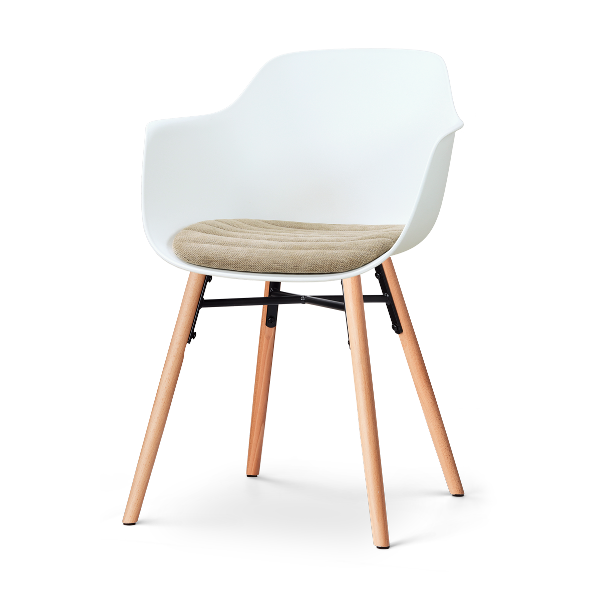 Nolon Nena-Liz eetkamerstoel wit met nougatbruin zitkussen - houten onderstel