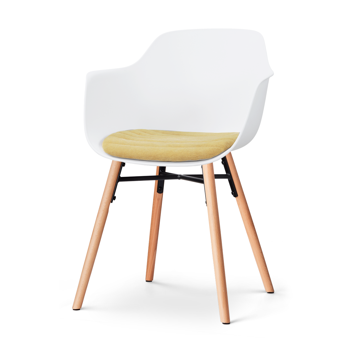 Nolon Nena-Liz eetkamerstoel wit met warm oker zitkussen - houten onderstel