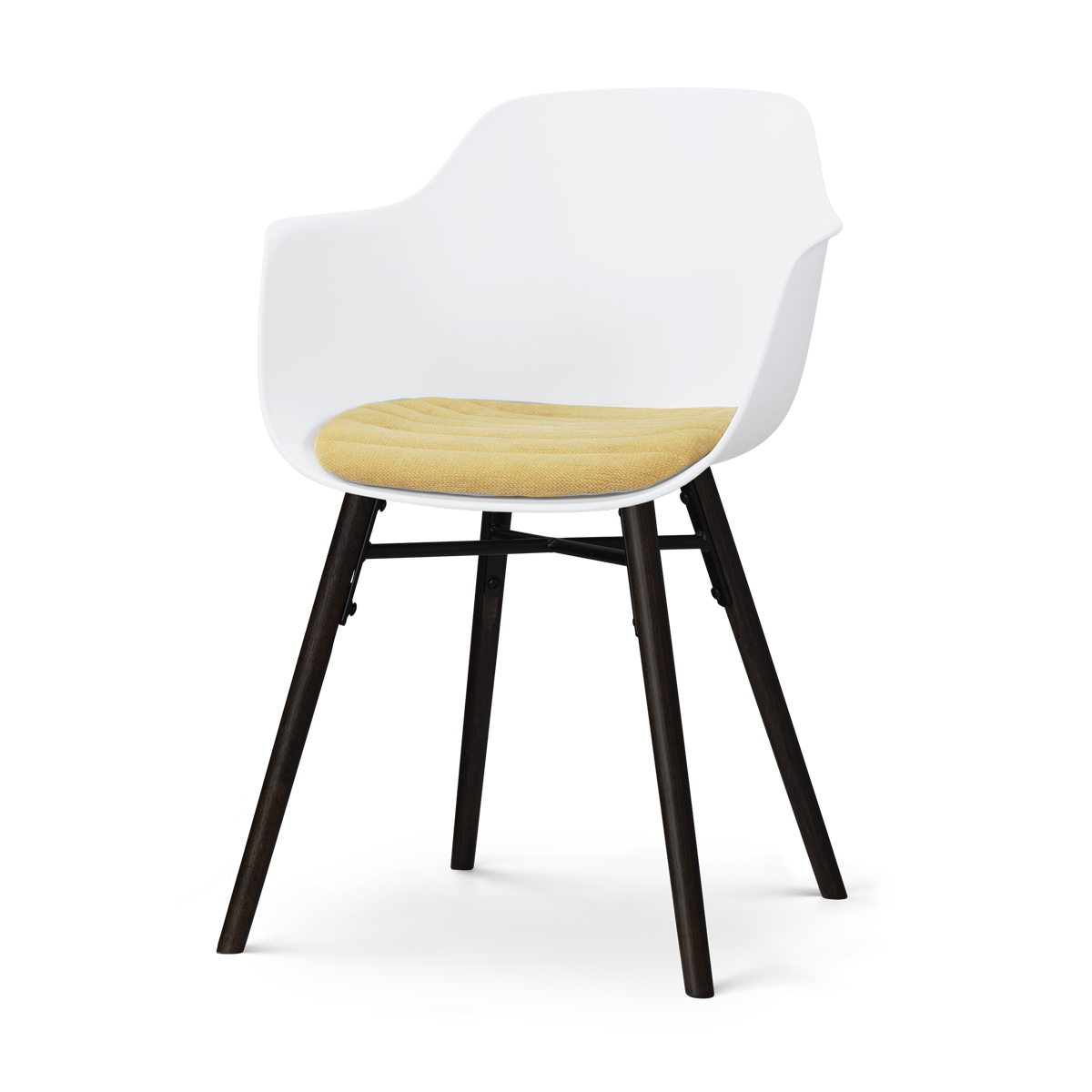 Nolon Nena-Liz eetkamerstoel wit met warm oker zitkussen - zwart houten onderstel