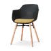 Nena-Liz eetkamerstoel zwart met warm oker zitkussen - houten onderstel