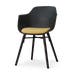 Nena-Liz eetkamerstoel zwart met warm oker zitkussen - zwart houten onderstel
