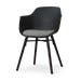 Nena-Liz eetkamerstoel zwart met zeegrijs zitkussen - zwart houten onderstel