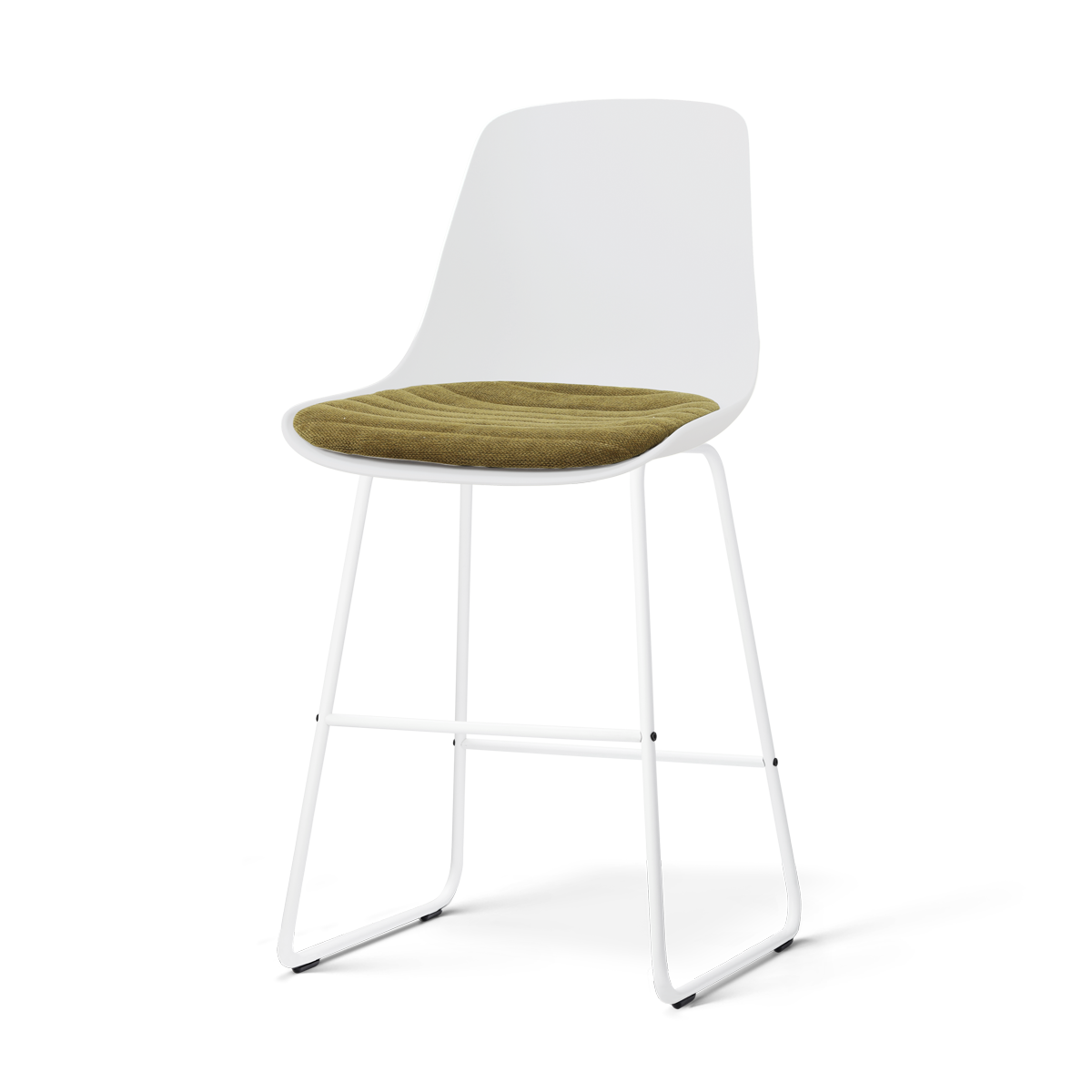 Nolon Nino-Liv barkruk wit met mosgroen zitkussen - wit onderstel - 65 cm