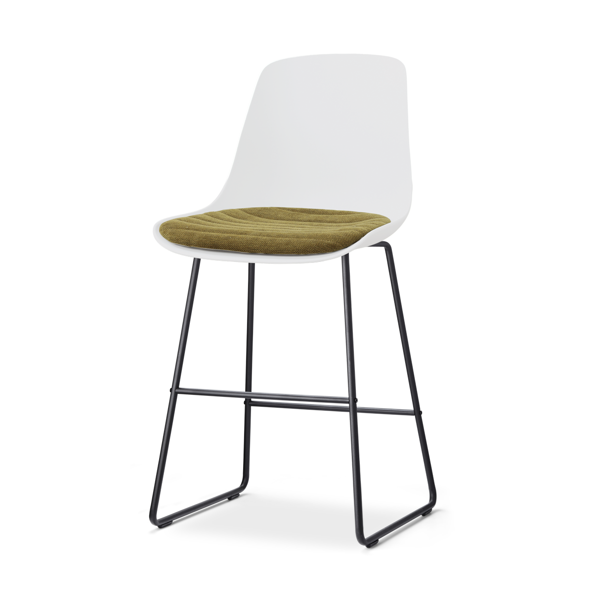 Nolon Nino-Liv barkruk wit met mosgroen zitkussen - zwart onderstel - 65 cm