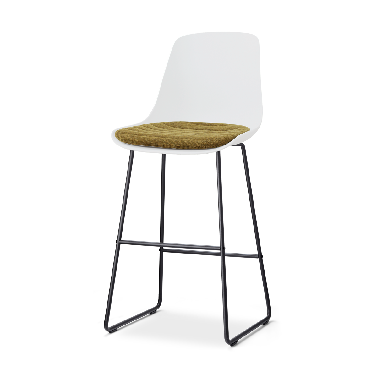 Nolon Nino-Liv barkruk wit met mosgroen zitkussen - zwart onderstel - 75 cm