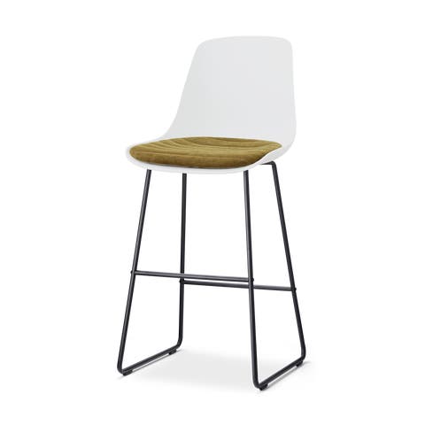 Nino-Liv barkruk wit met mosgroen zitkussen - zwart onderstel - 75 cm