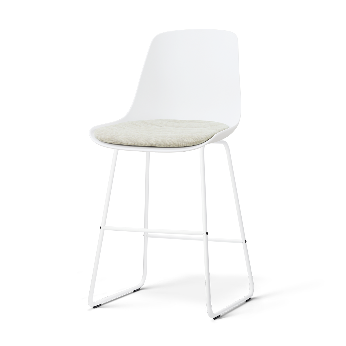 Nolon Nino-Liv barkruk wit met naturelbeige zitkussen - wit onderstel - 65 cm