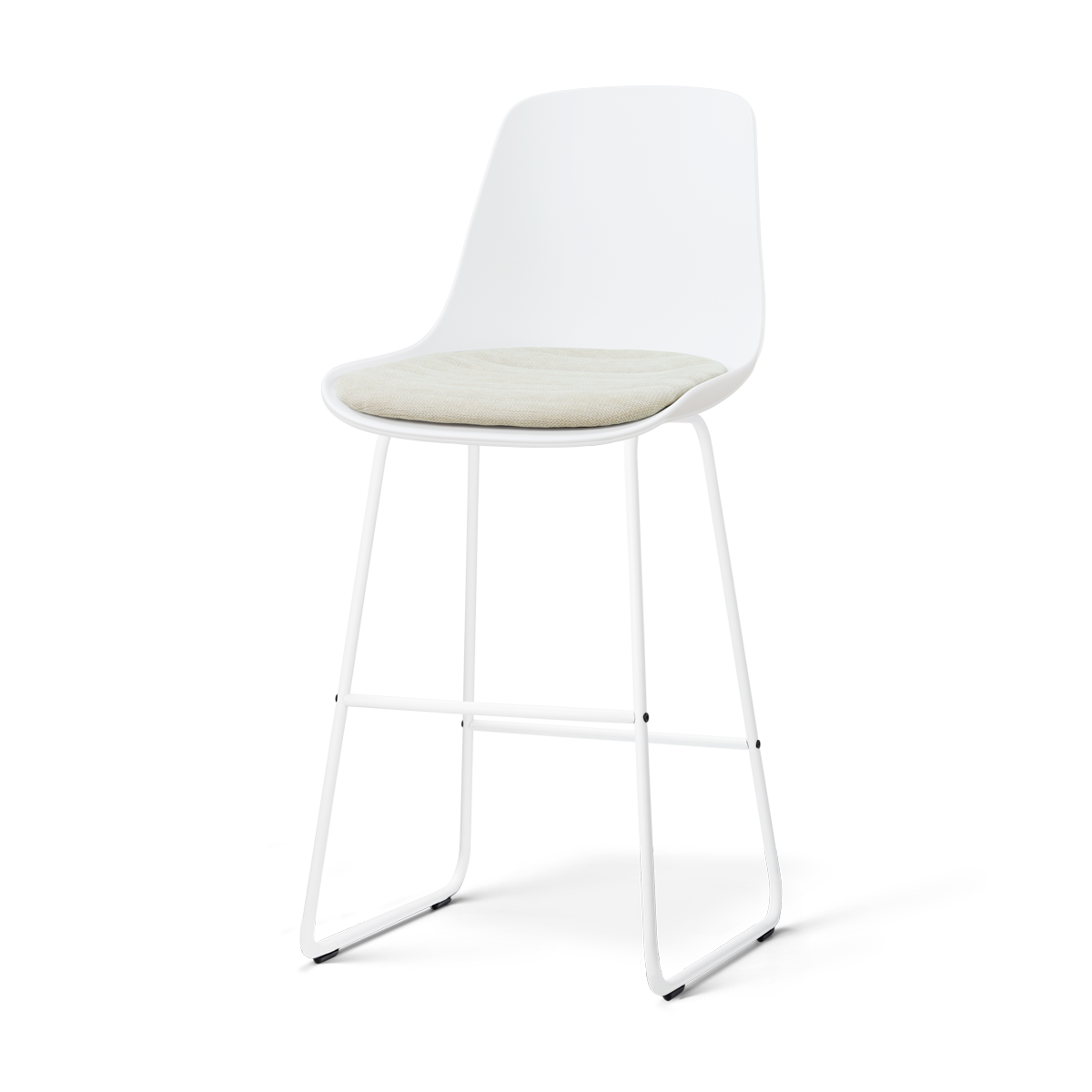 Nolon Nino-Liv barkruk wit met naturelbeige zitkussen - wit onderstel - 75 cm