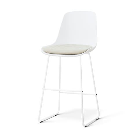 Nino-Liv barkruk wit met naturelbeige zitkussen - wit onderstel - 75 cm