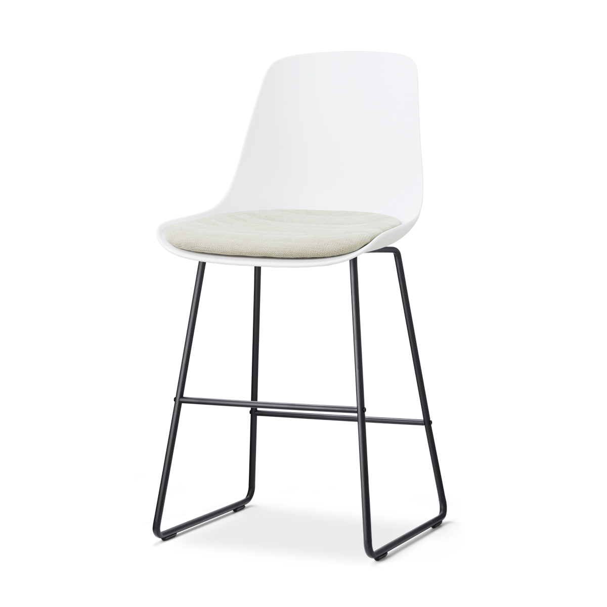 Nolon Nino-Liv barkruk wit met naturelbeige zitkussen - zwart onderstel - 65 cm