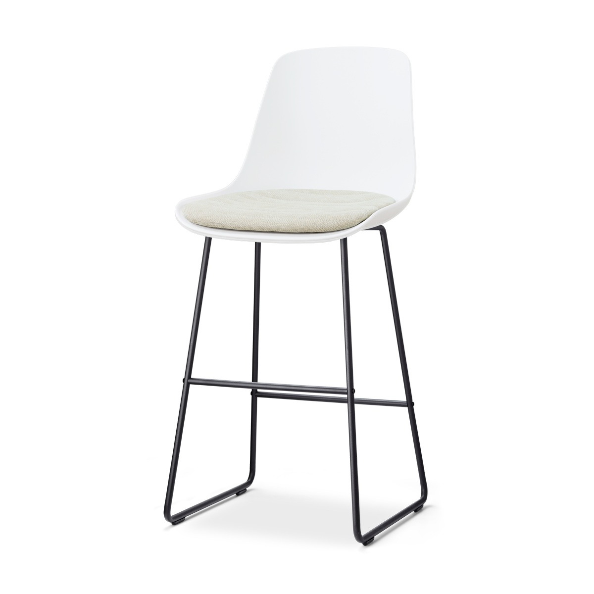 Nolon Nino-Liv barkruk wit met naturelbeige zitkussen - zwart onderstel - 75 cm