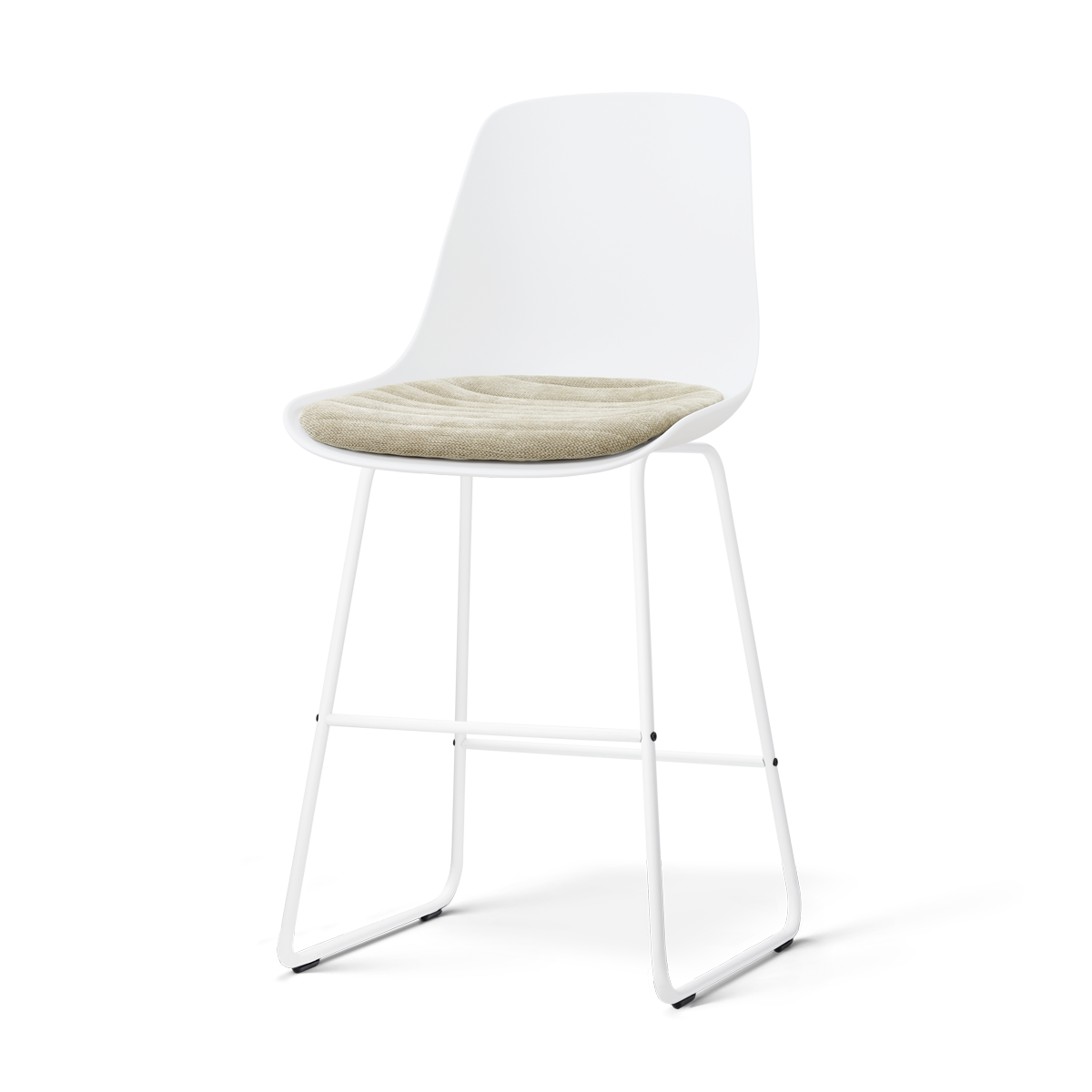 Nolon Nino-Liv barkruk wit met nougatbruin zitkussen - wit onderstel - 65 cm