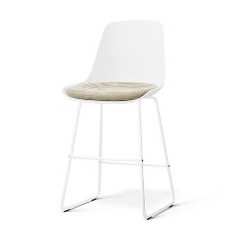 Nino-Liv barkruk wit met nougatbruin zitkussen - wit onderstel - 75 cm