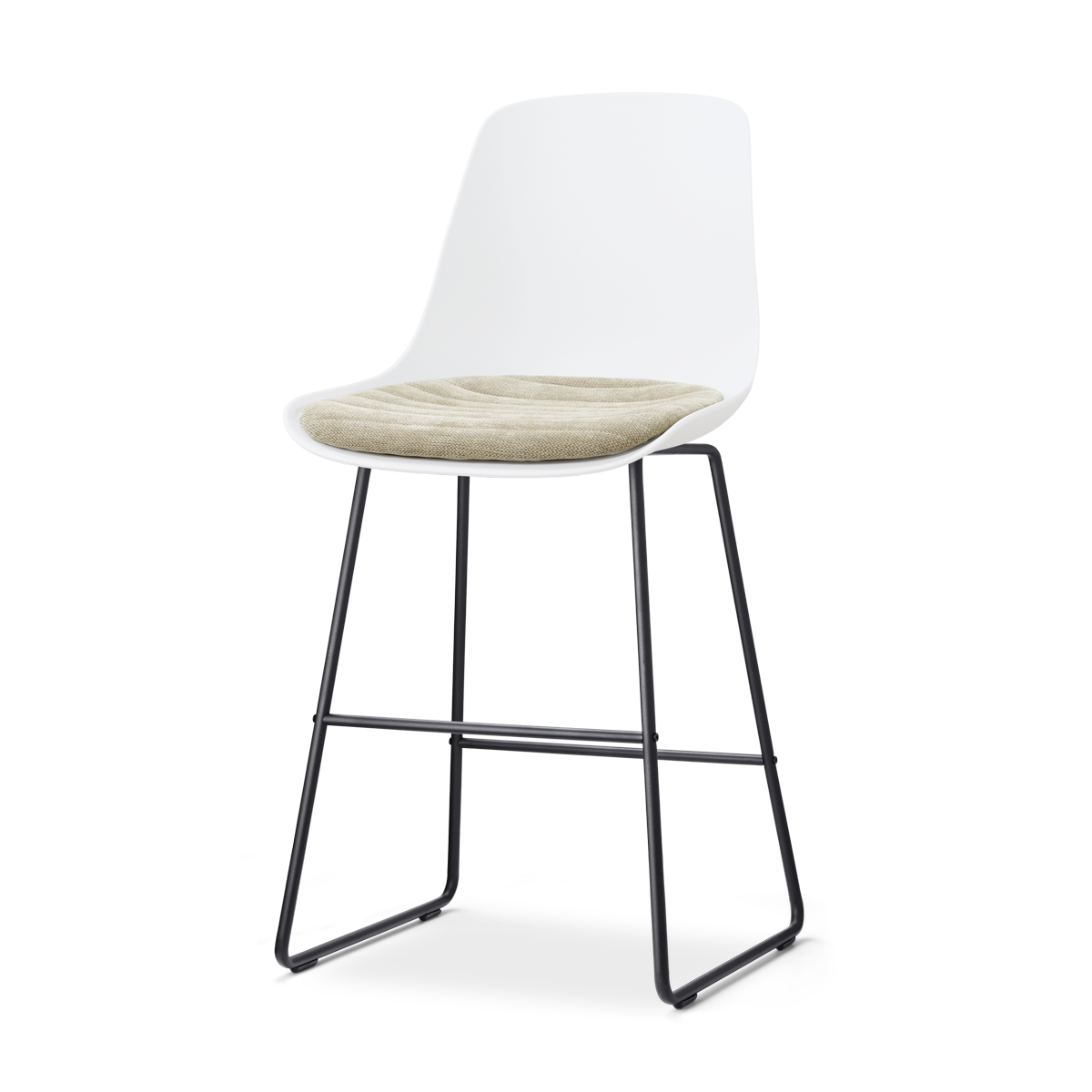 Nolon Nino-Liv barkruk wit met nougatbruin zitkussen - zwart onderstel - 65 cm