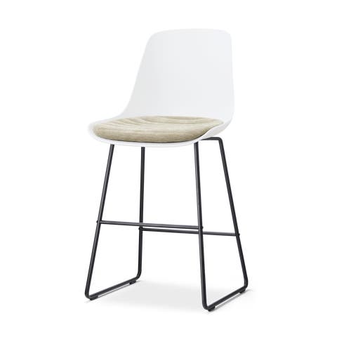 Nino-Liv barkruk wit met nougatbruin zitkussen - zwart onderstel - 65 cm