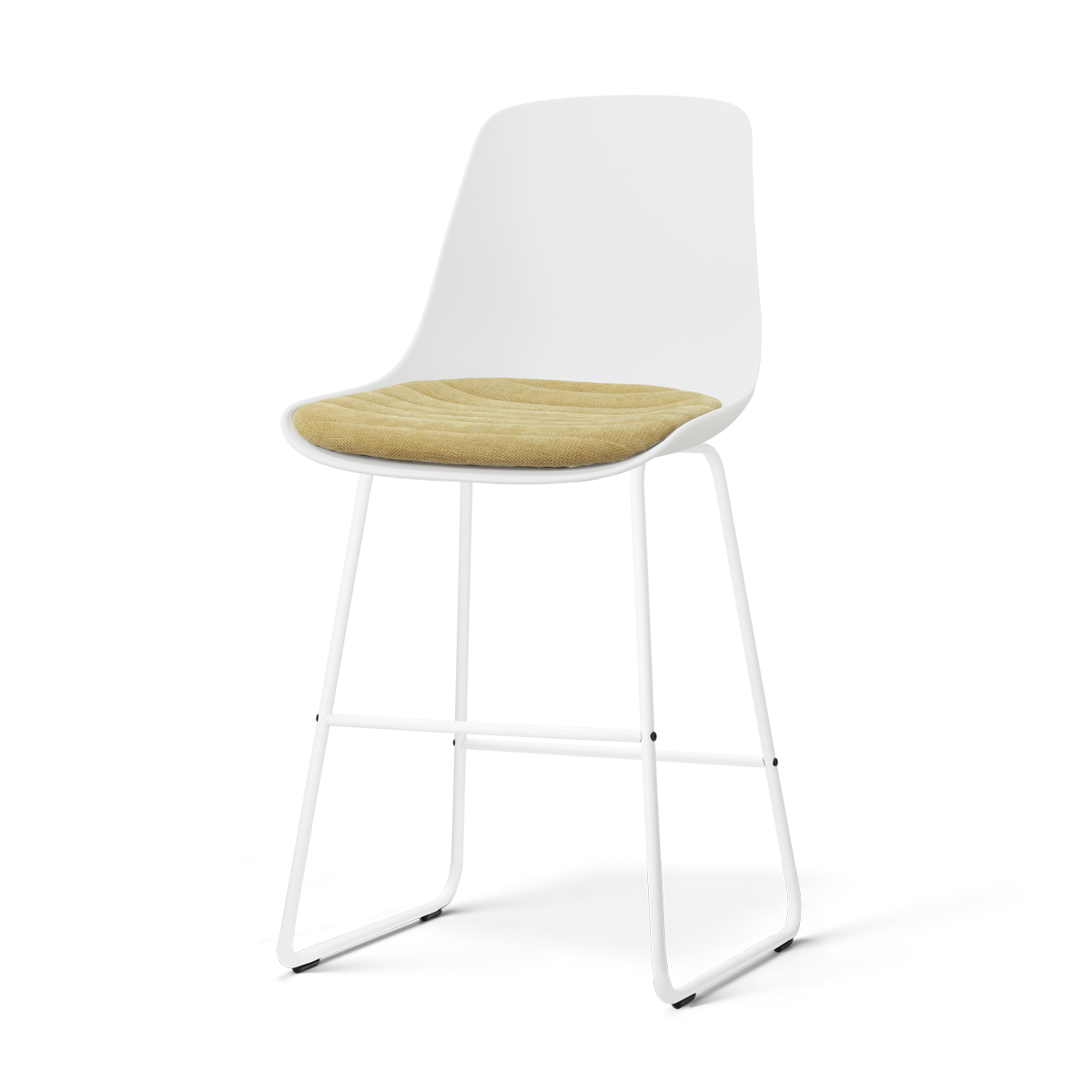 Nolon Nino-Liv barkruk wit met warm oker zitkussen - wit onderstel - 65 cm