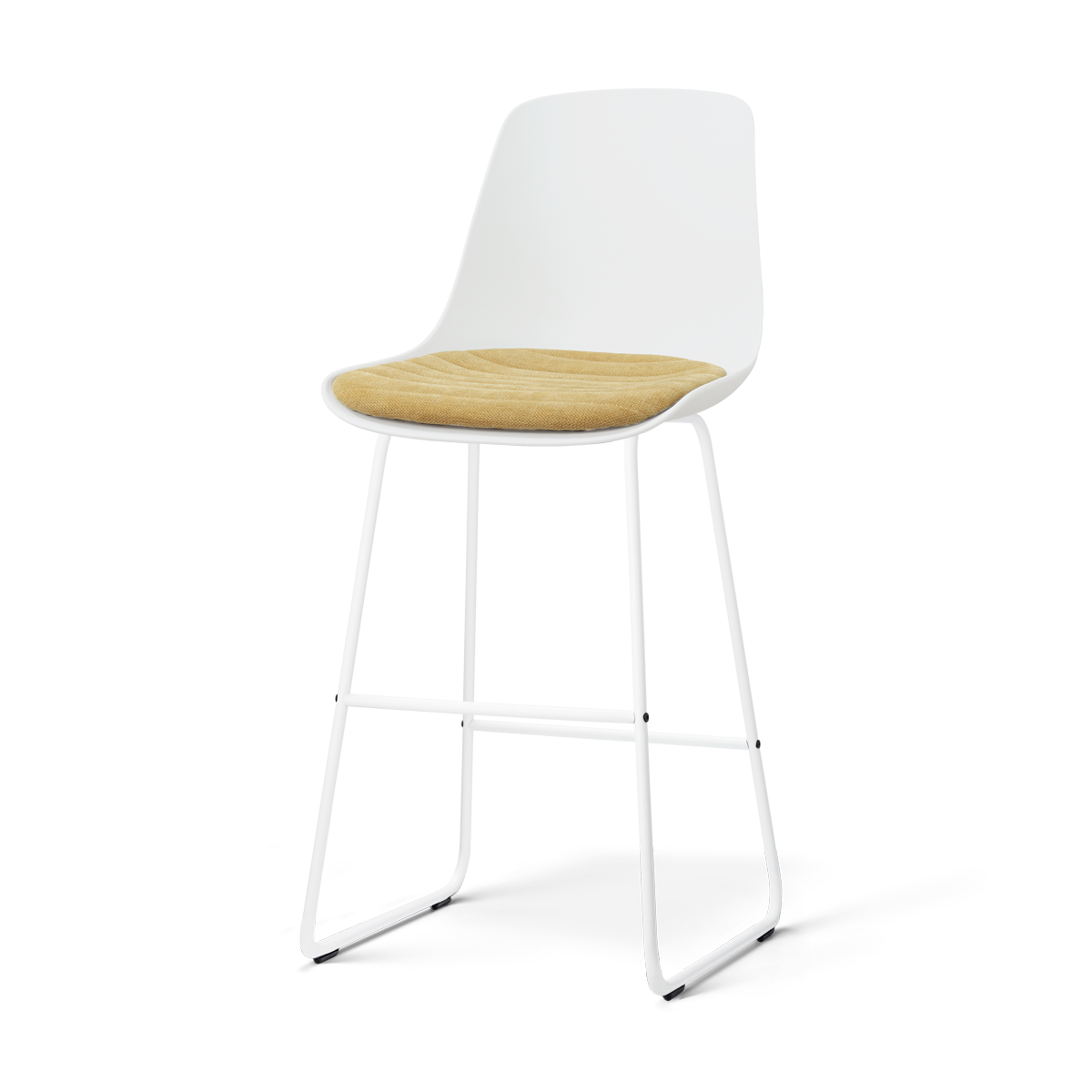 Nolon Nino-Liv barkruk wit met warm oker zitkussen - wit onderstel - 75 cm