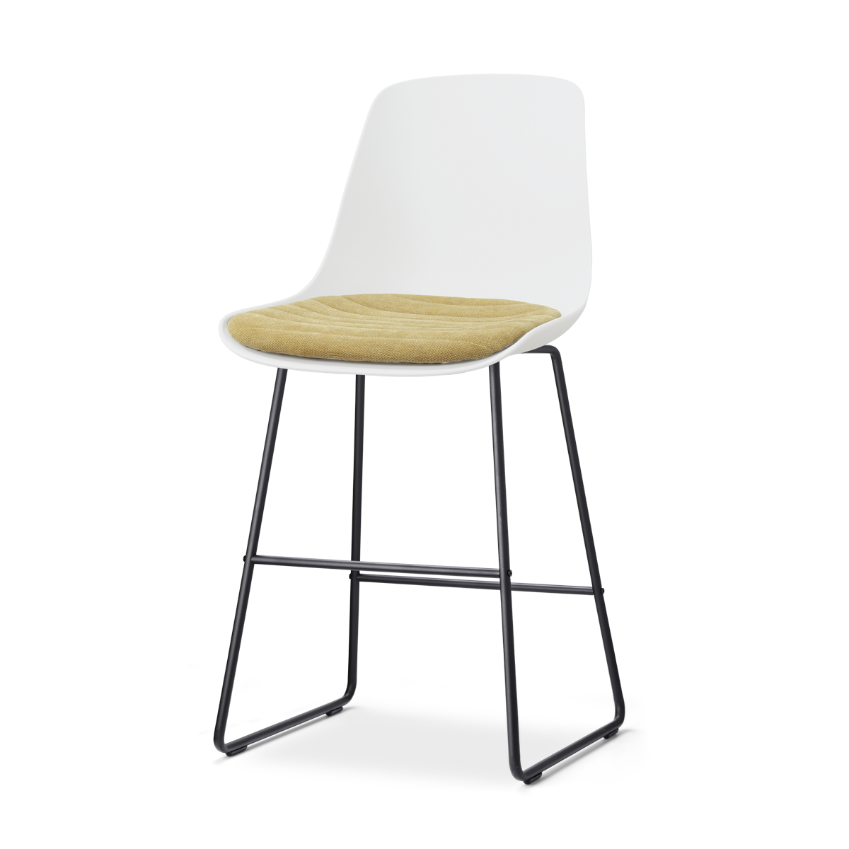 Nolon Nino-Liv barkruk wit met warm oker zitkussen - zwart onderstel - 65 cm