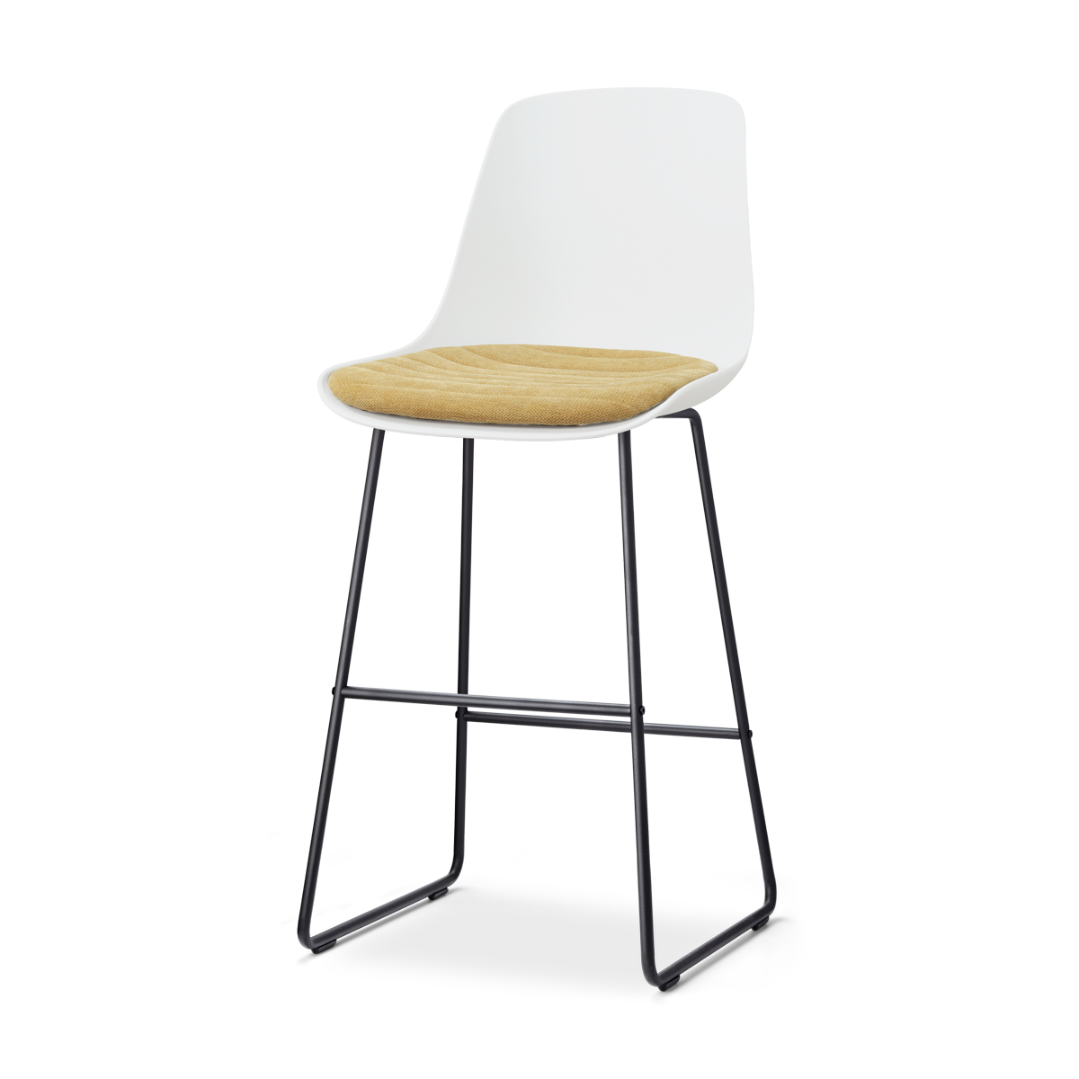 Nolon Nino-Liv barkruk wit met warm oker zitkussen - zwart onderstel - 75 cm