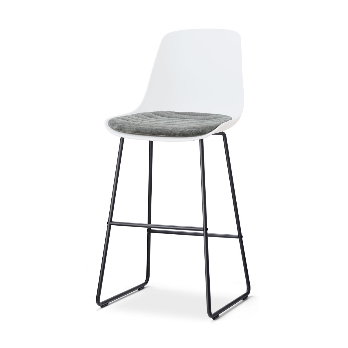 Nolon Nino-Liv barkruk wit met zeegrijs zitkussen - zwart onderstel - 75 cm