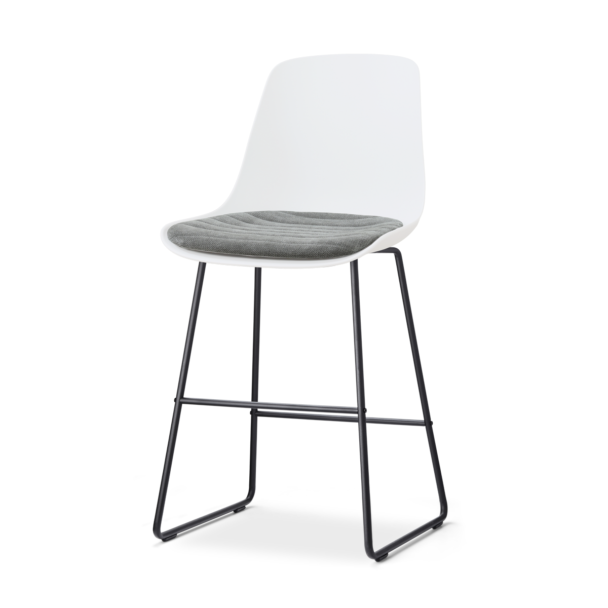 Nolon Nino-Liv barkruk wit met zeegrijs zitkussen - zwart onderstel - 65 cm