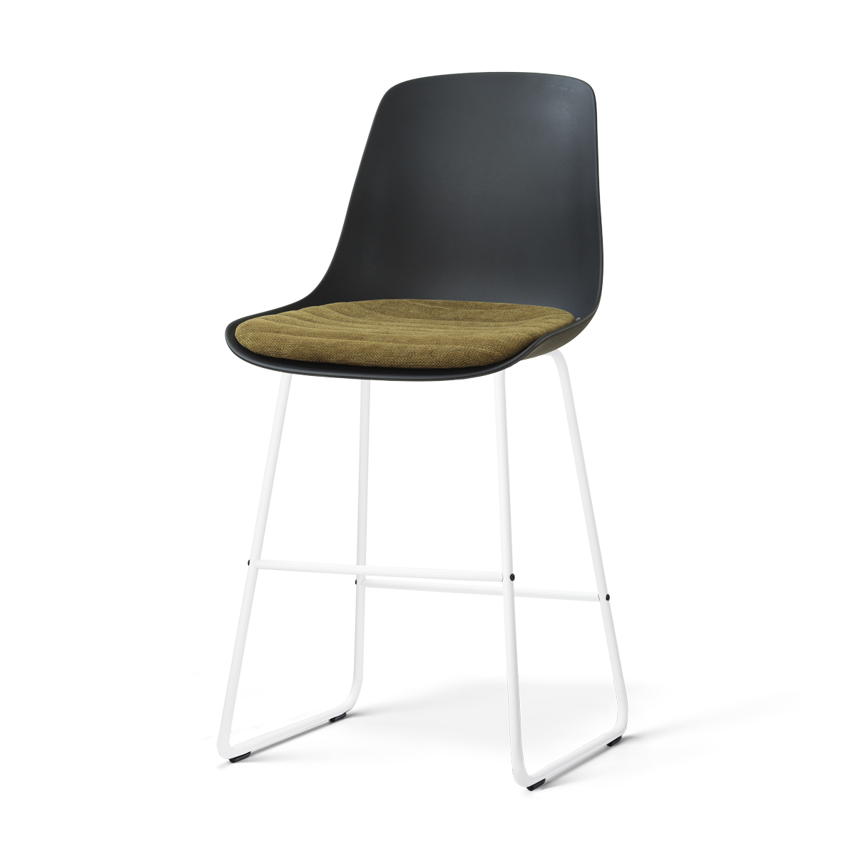 Nolon Nino-Liv barkruk zwart met mosgroen zitkussen - wit onderstel - 65 cm