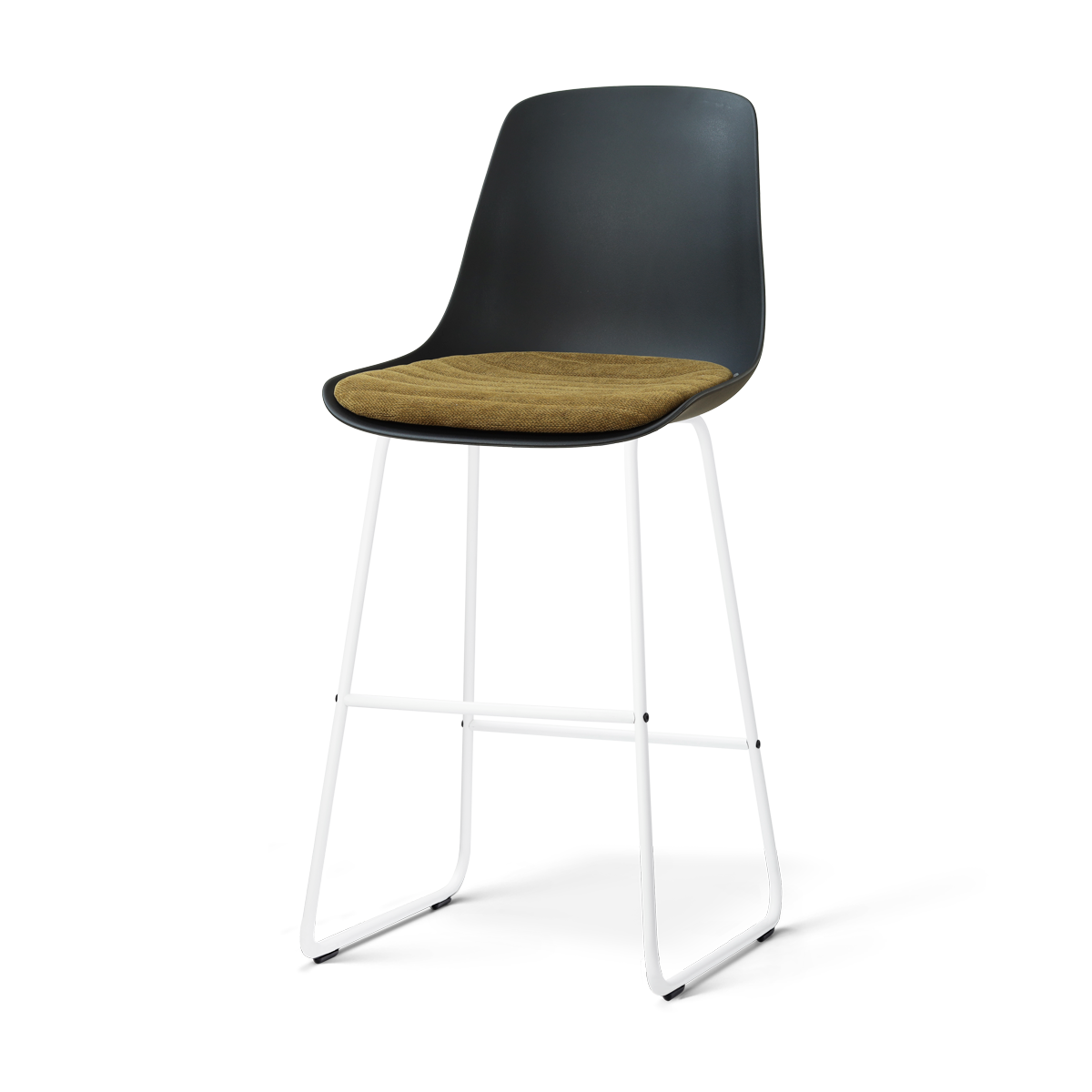 Nolon Nino-Liv barkruk zwart met mosgroen zitkussen - wit onderstel - 75 cm