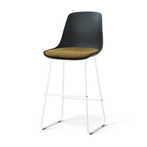 Nino-Liv barkruk zwart met mosgroen zitkussen - wit onderstel - 75 cm