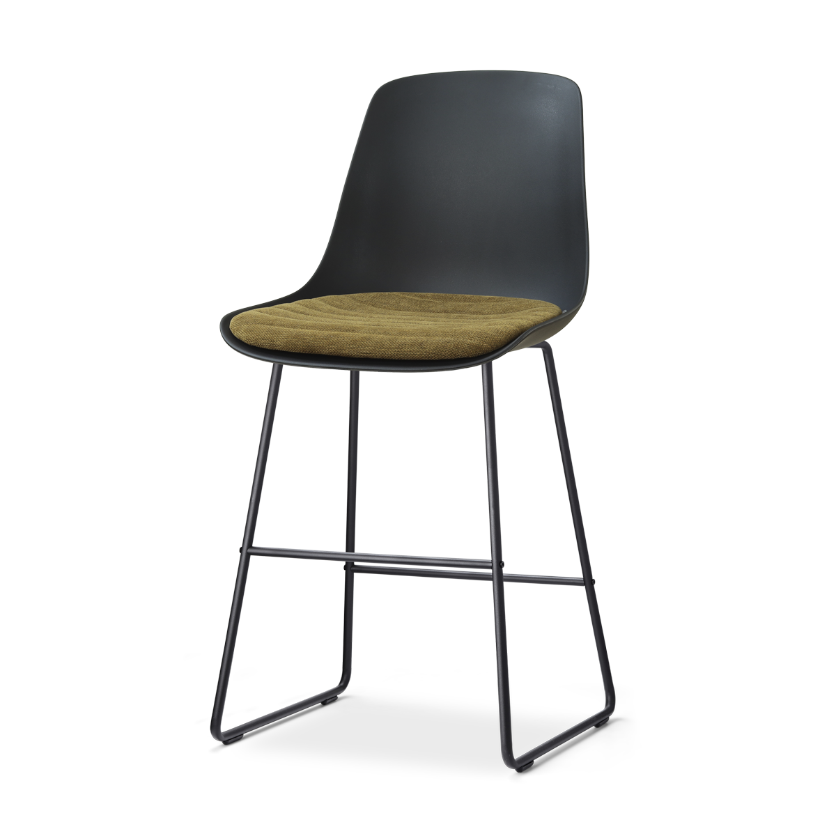 Nolon Nino-Liv barkruk zwart met mosgroen zitkussen - zwart onderstel - 65 cm