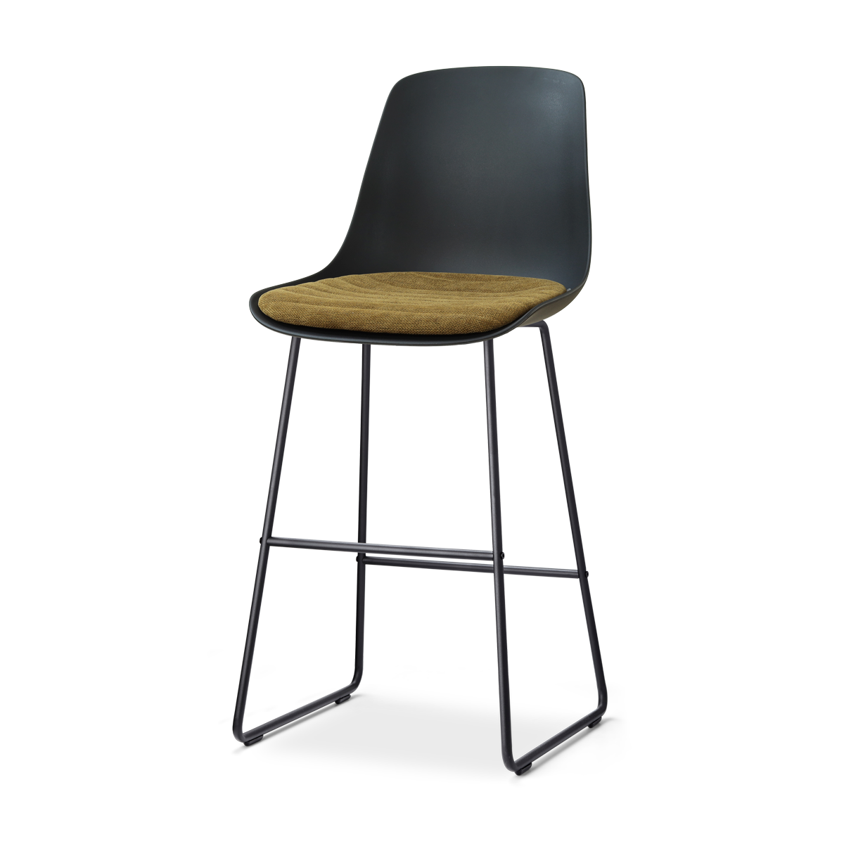 Nolon Nino-Liv barkruk zwart met mosgroen zitkussen - zwart onderstel - 75 cm