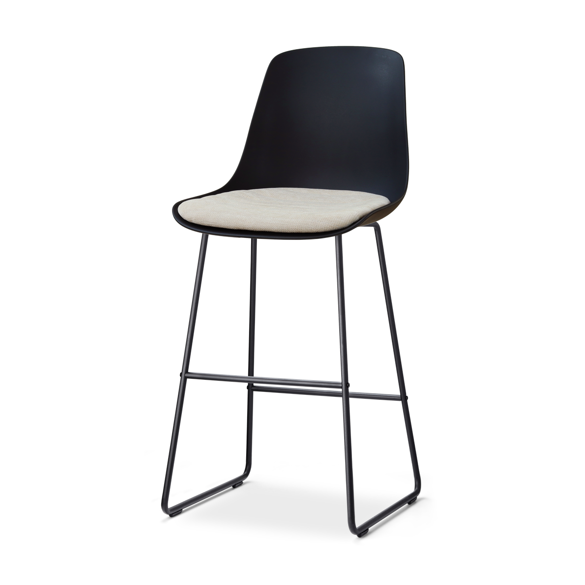 Nolon Nino-Liv barkruk zwart met naturelbeige zitkussen - zwart onderstel - 75 cm