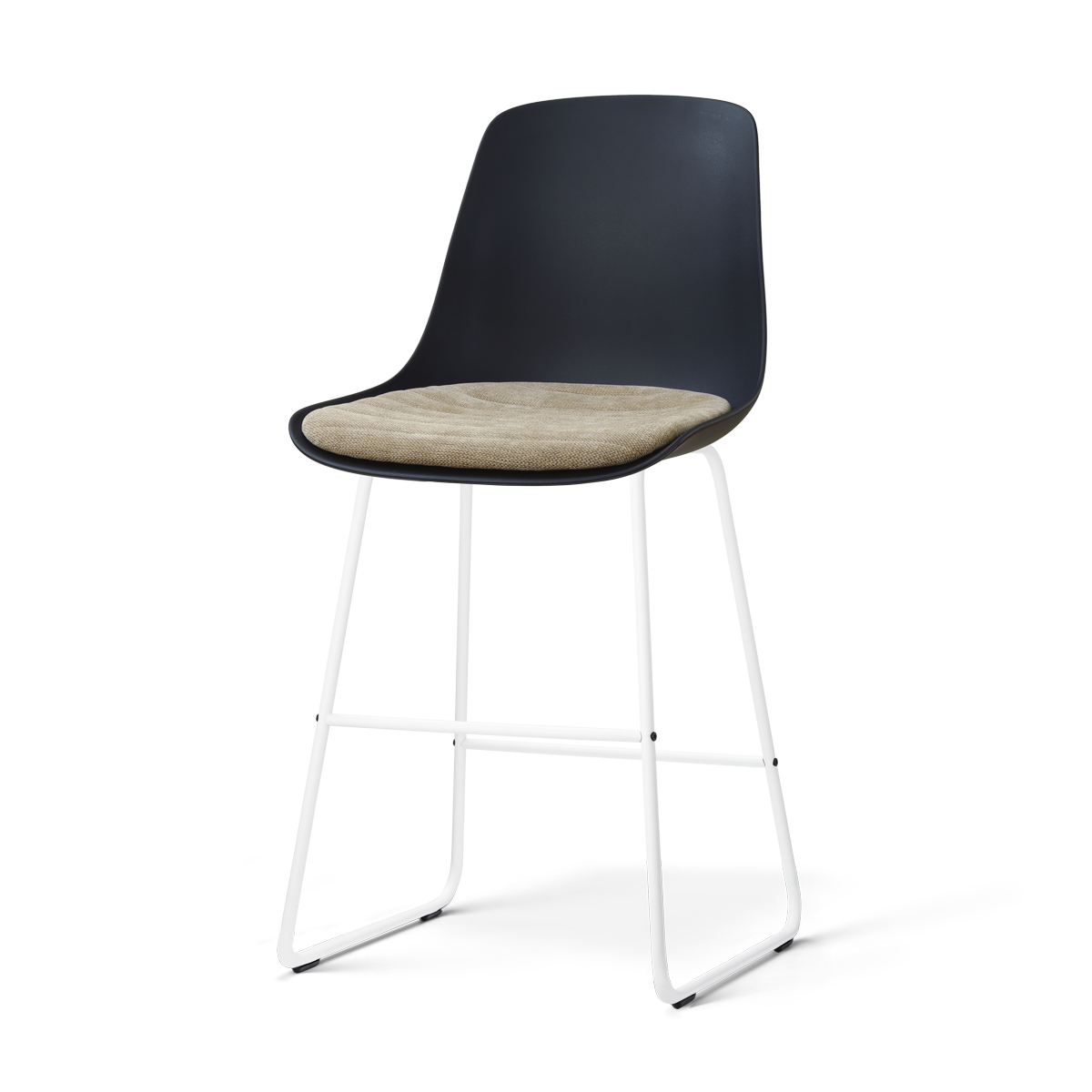 Nolon Nino-Liv barkruk zwart met nougatbruin zitkussen - wit onderstel - 65 cm