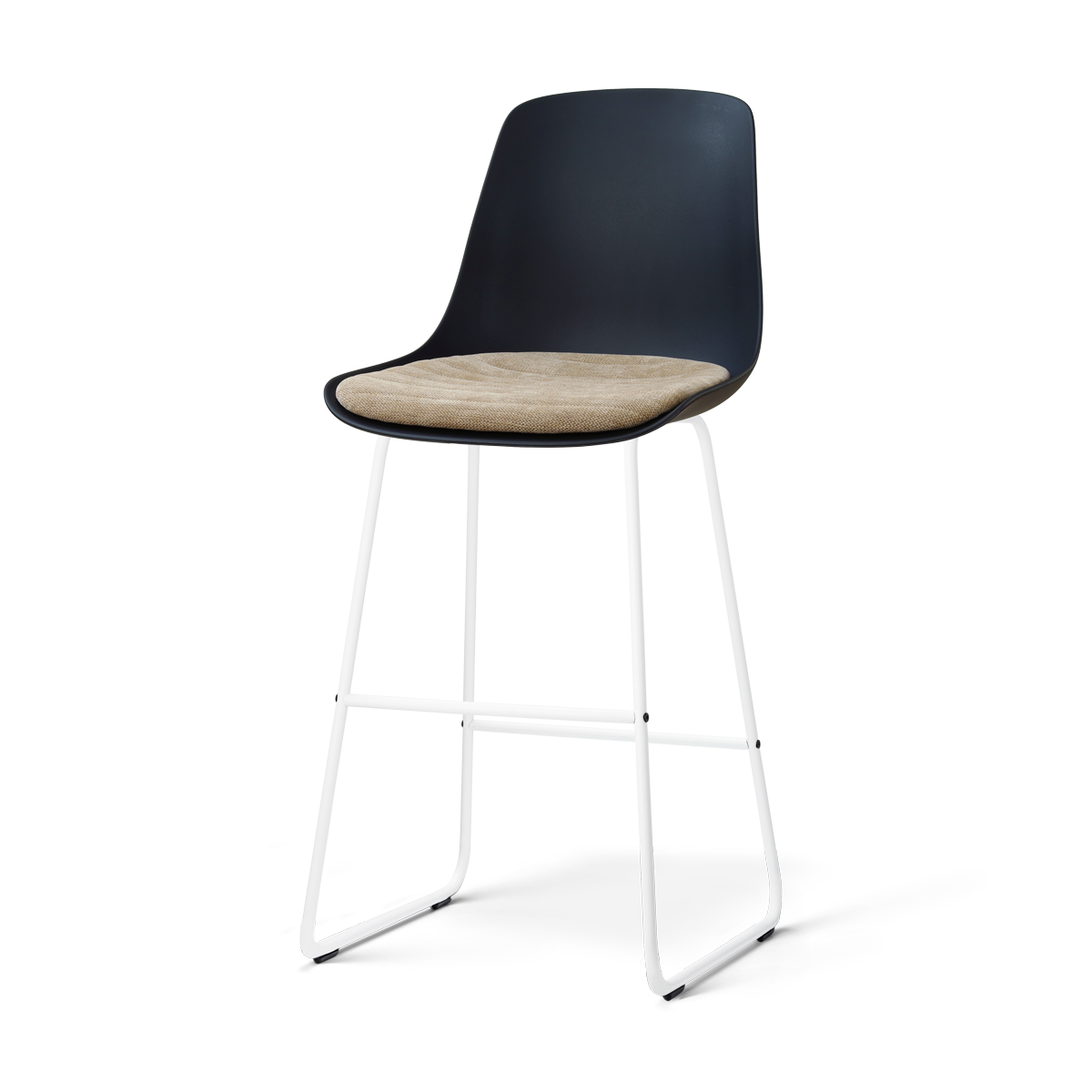 Nolon Nino-Liv barkruk zwart met nougatbruin zitkussen - wit onderstel - 75 cm