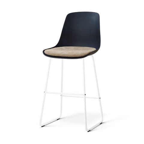 Nino-Liv barkruk zwart met nougatbruin zitkussen - wit onderstel - 75 cm