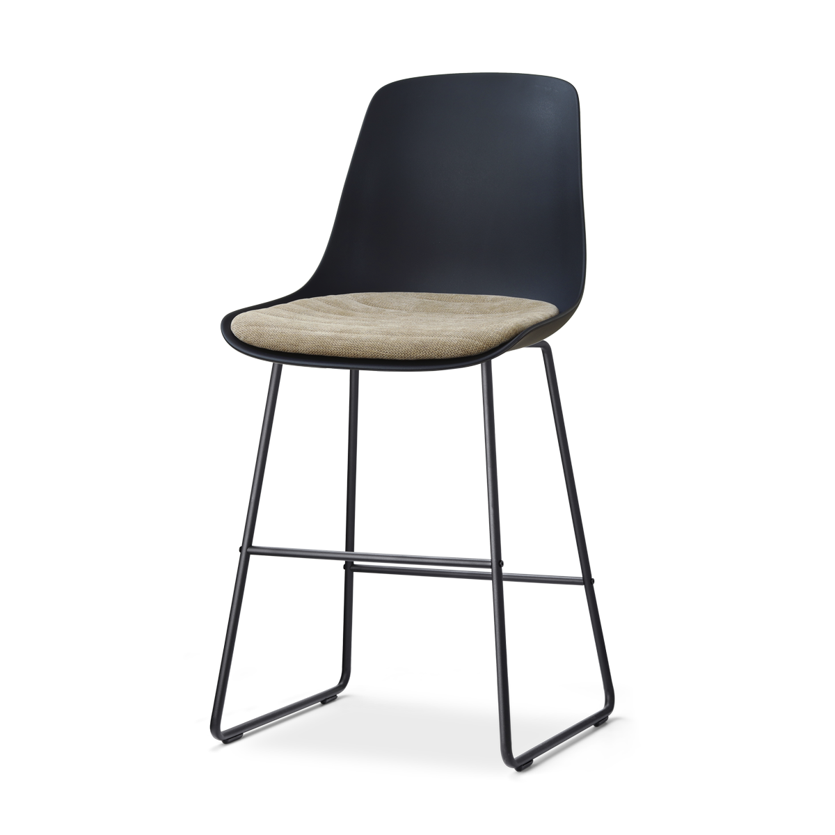 Nolon Nino-Liv barkruk zwart met nougatbruin zitkussen - zwart onderstel - 65 cm