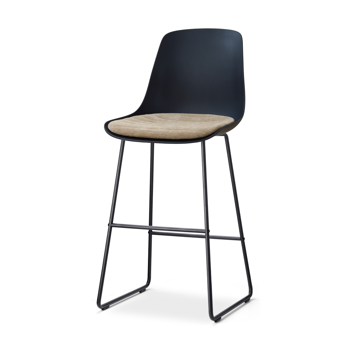 Nolon Nino-Liv barkruk zwart met nougatbruin zitkussen - zwart onderstel - 75 cm